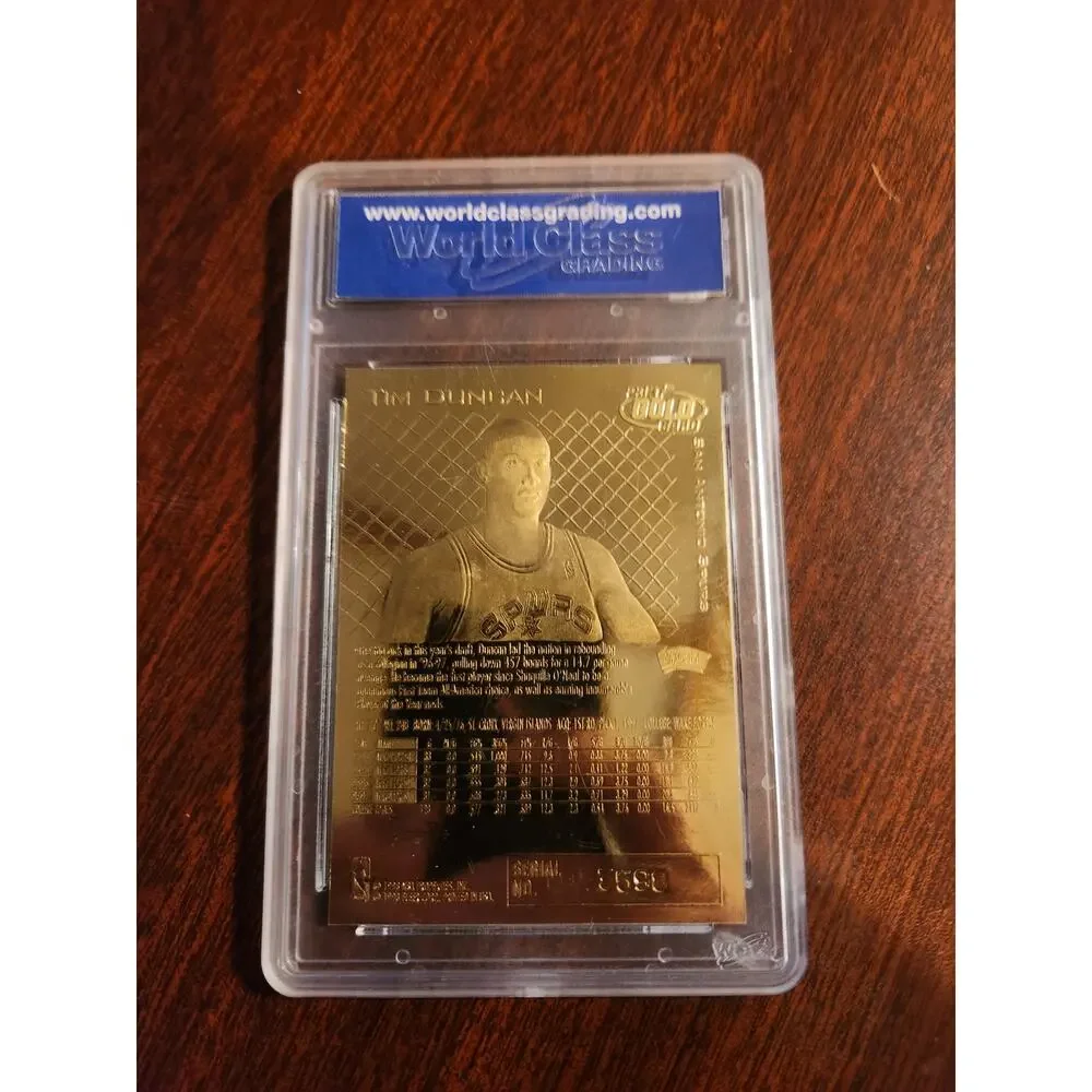 Tim Duncan 1997-98 Fleer Rookie Black 23KT Gold Card WCG 10 Spurs RC